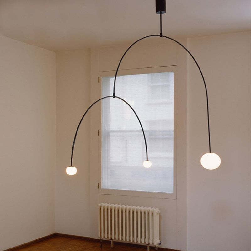Avi Minimalist Linear Metal Pendant Light, Black - Lumpaz