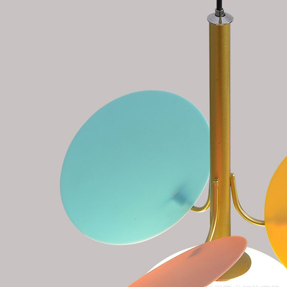 Jevon Art Deco Globe Pendant Light, Multi-Color/White, Metal/Glass - Lumpaz