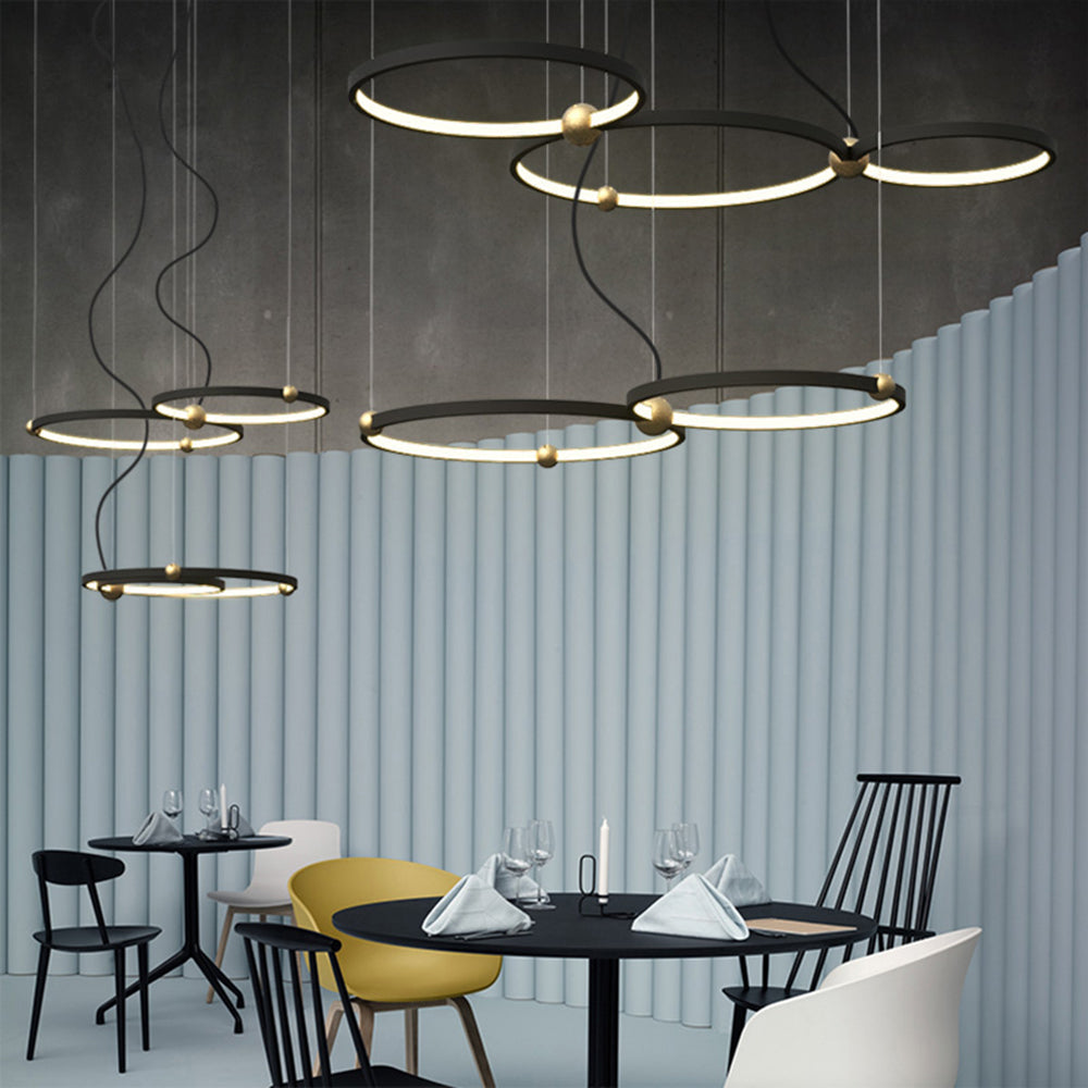 Arisha Minimalist Ring Metal Pendant Light, Black - Lumpaz