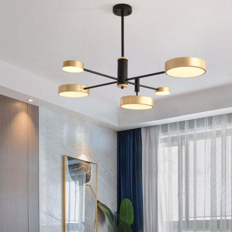 Sienna Pendant Light LED, Metal & Wood, Gray/White/Gold - Lumpaz