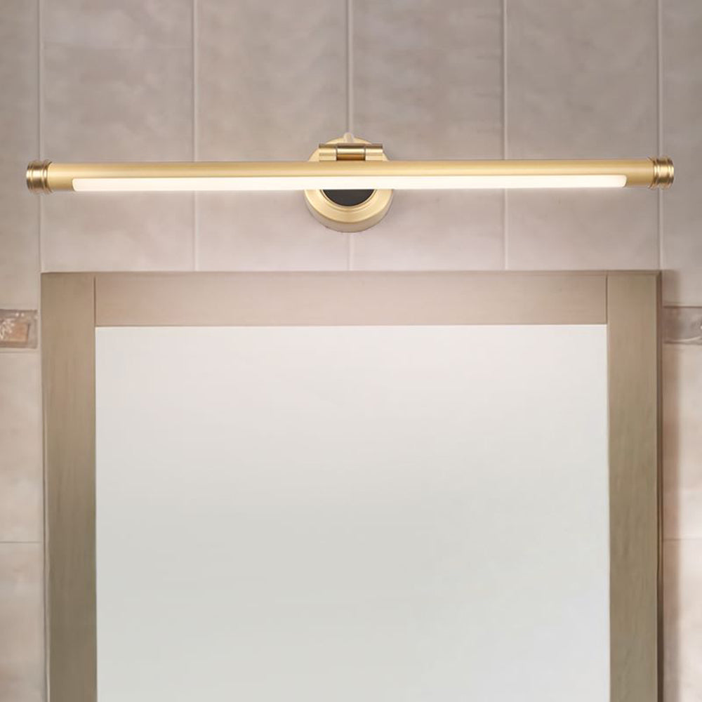 Leigh Vintage Linear Metal/Acrylic Wall Lamp, Brass, Bathroom - Lumpaz