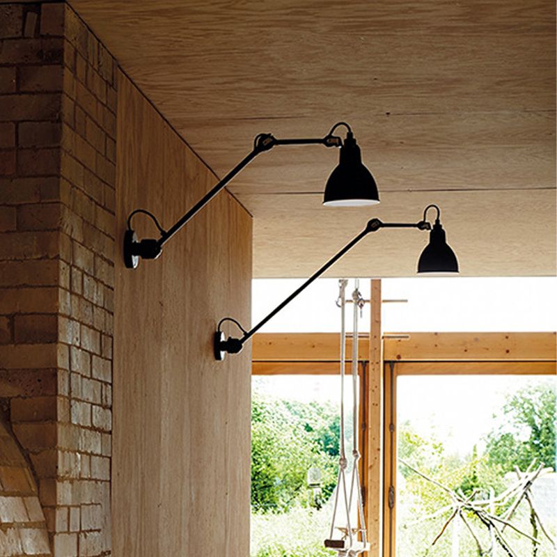 Brady Minimalist Adjustable Wall Lamp, Metal, Black, Living Room - Lumpaz