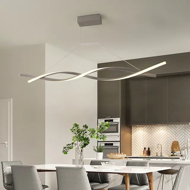 Modern Minimalist Nordic Cross-Curved Metal Pendant Light, Black/Gray - Lumpaz