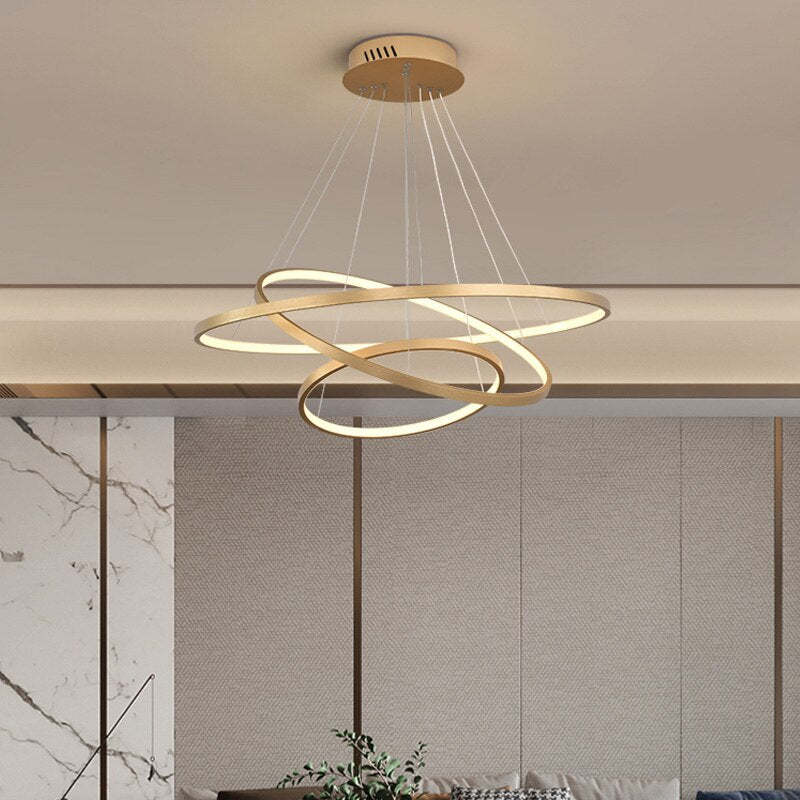 Arisha Pendant Light, Inner Ring Illuminated,  White/Black/Gold - Lumpaz