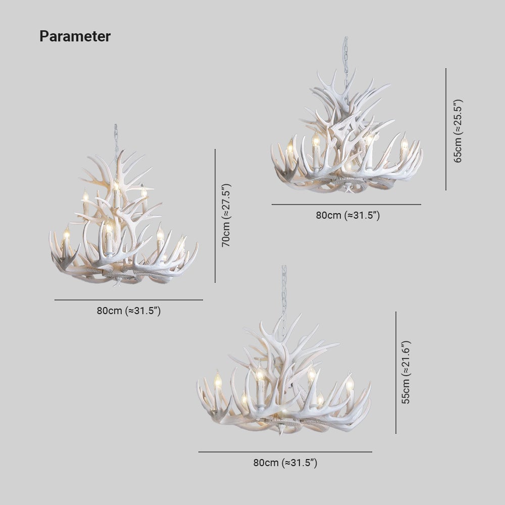 Silva Rustic Antler Metal/Resin Chandelier White Dining Room - Lumpaz