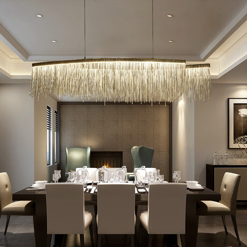 Marilyn Luxury Tassel Metal/Acrylic Pendant Light, Gold/Chrome - Lumpaz