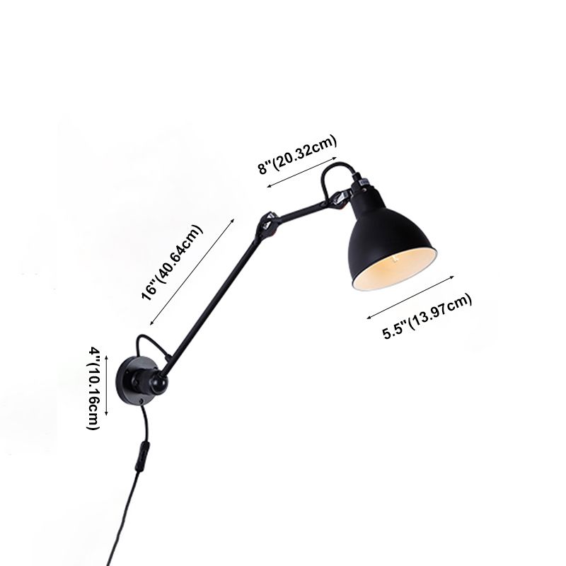 Brady Minimalist Adjustable Wall Lamp, Metal, Black, Living Room - Lumpaz