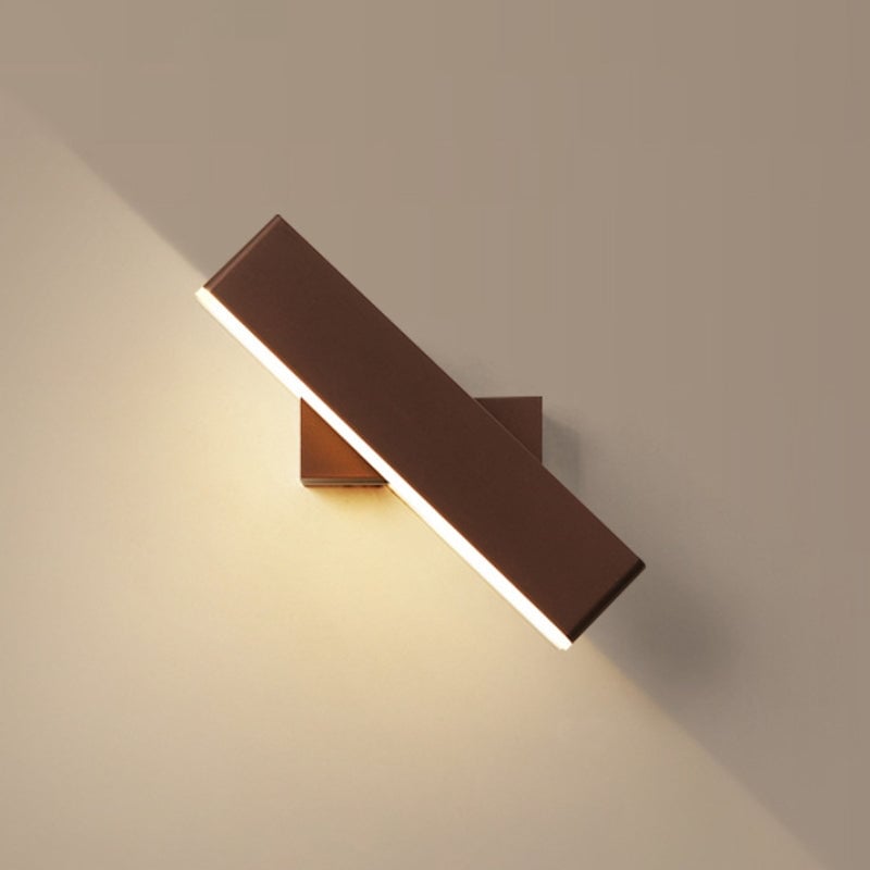 Aqsa Modern Rectangular Metal Rotatable Wall Lamp, Black/Gold/Brown - Lumpaz
