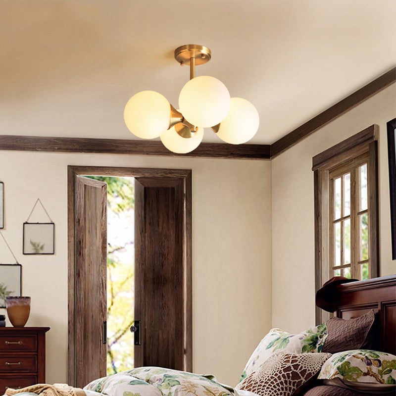 Valentina Vintage Globe Glass Art Deco Pendant Light, Bedroom - Lumpaz