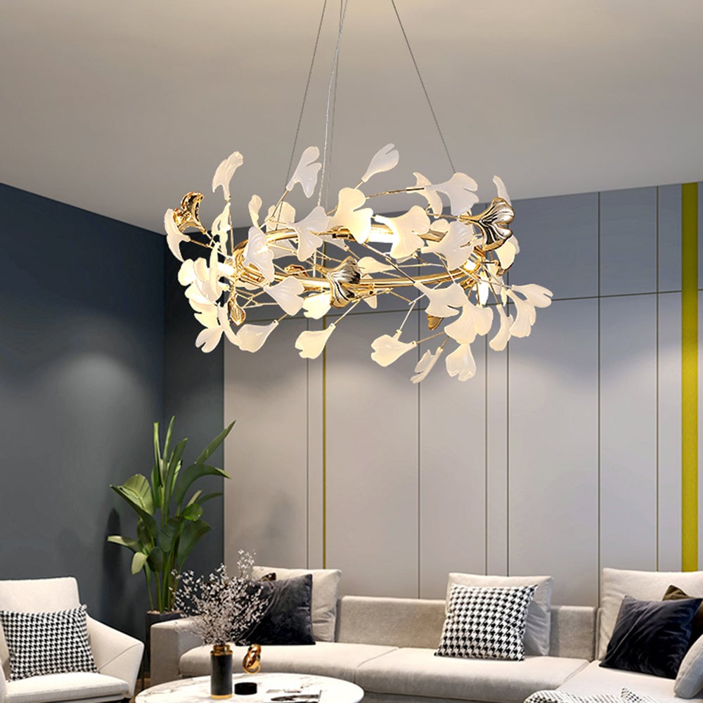 Olivia Modern Petal Shaped Metal Ceramic Chandelier Dining Room - Lumpaz