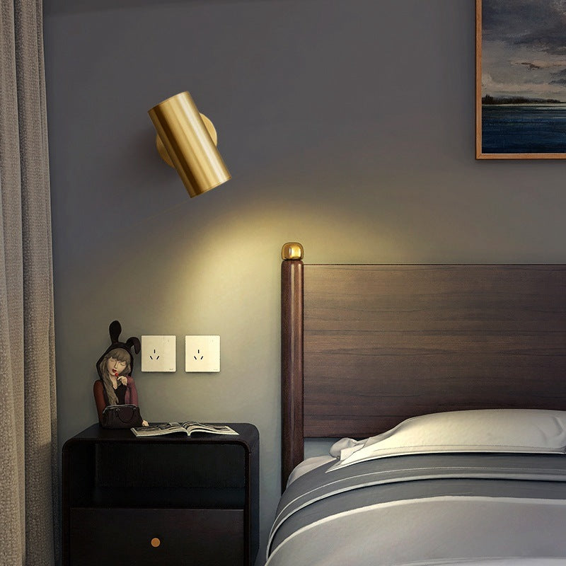 Freja Moden Spotlight Cylindrical Metal Wall Lamp, Gold/Black - Lumpaz