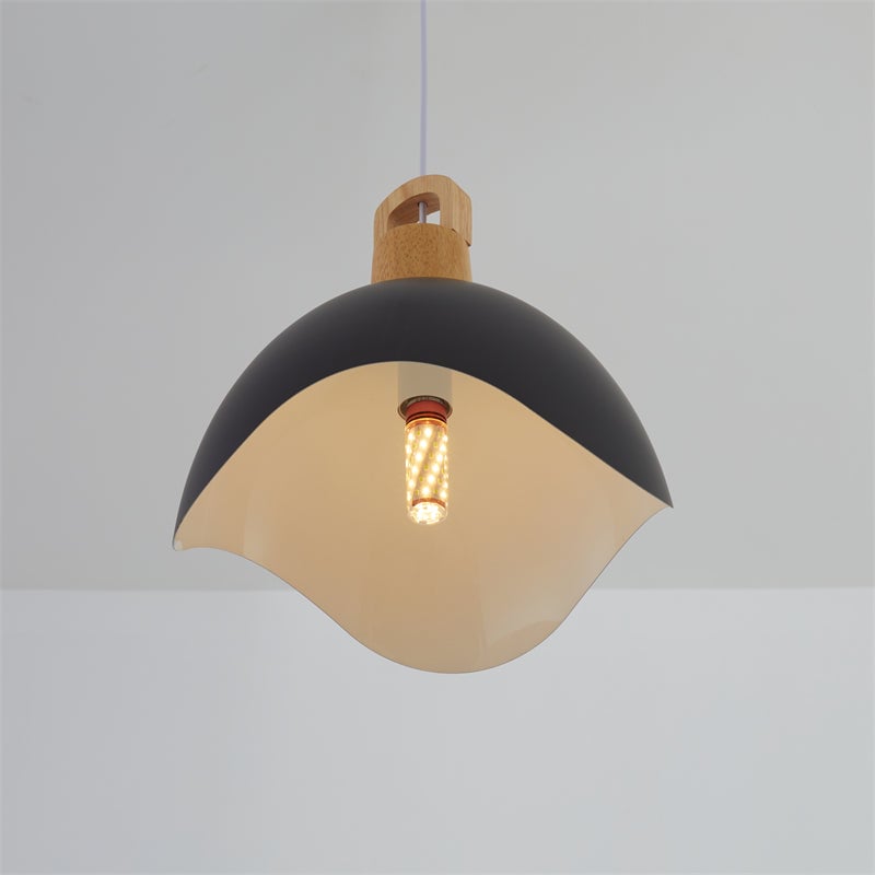 Morandi Colorful Shade Single Pendant Lights, Wood & Metal - Lumpaz