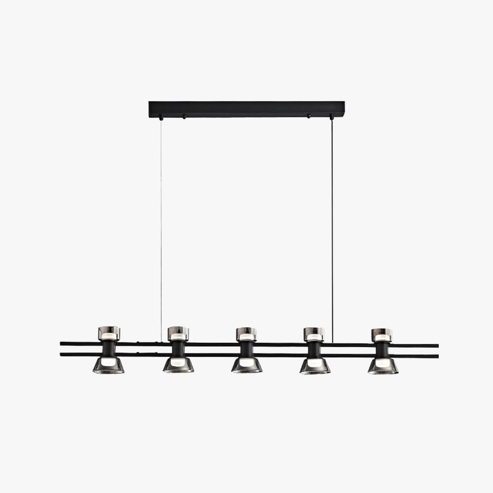 Evette Modern Linear Linear Metal Pendant Lamp, Black/Golden - Lumpaz