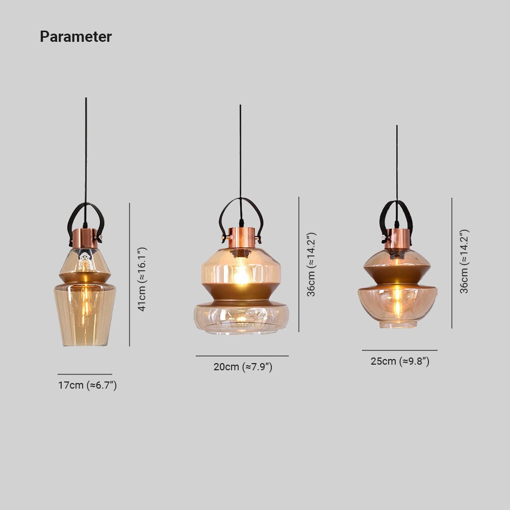 Alessio Copper Clear Glass Pendant Light - Lumpaz
