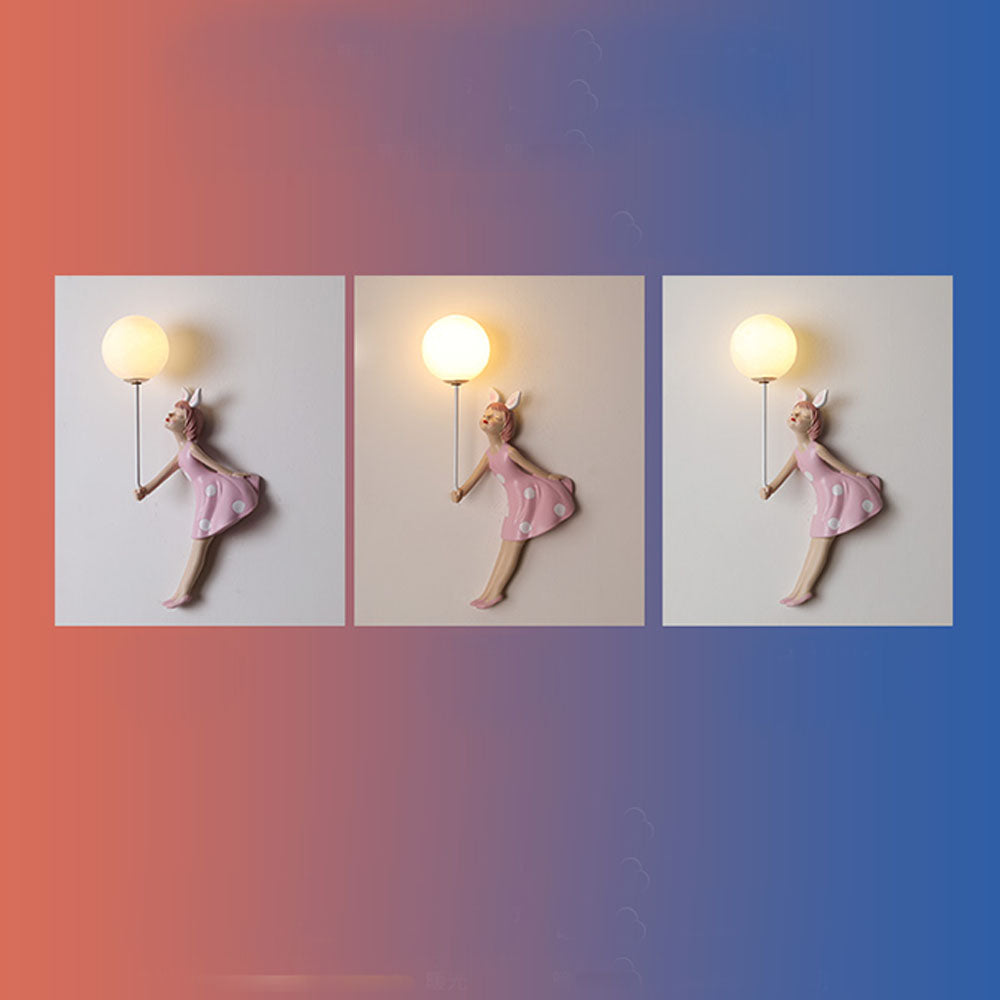 Minori Modern Balloon/Girl Shape Acrylic Pink Wall Lamp - Lumpaz