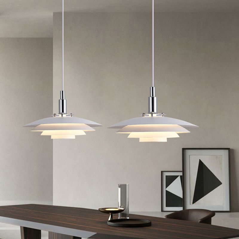 Morandi Modern Frisbee Shaped Metal Pendant Light, Black/White - Lumpaz