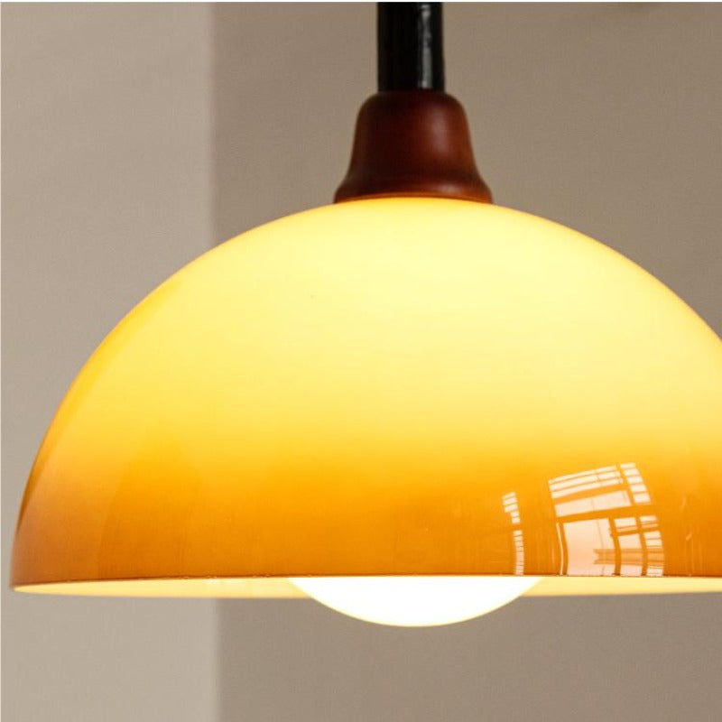 Hailie Retro LED Round Pendant Light Adjustable Dining Room Brown - Lumpaz