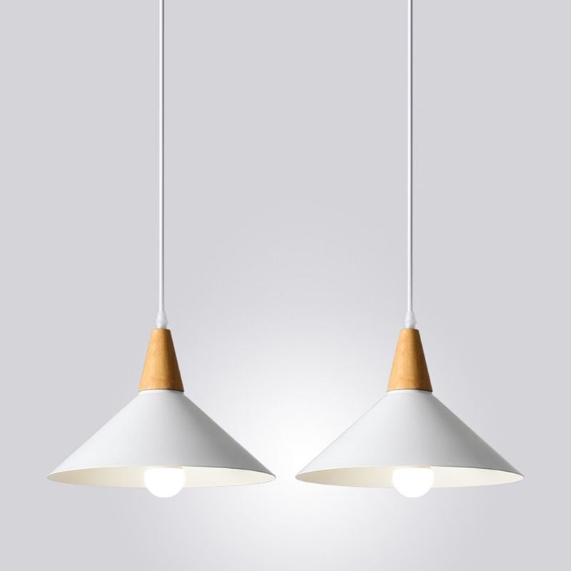 Morandi Minimalist Cap-shaped Metal Pendant Light, Natural Wood - Lumpaz