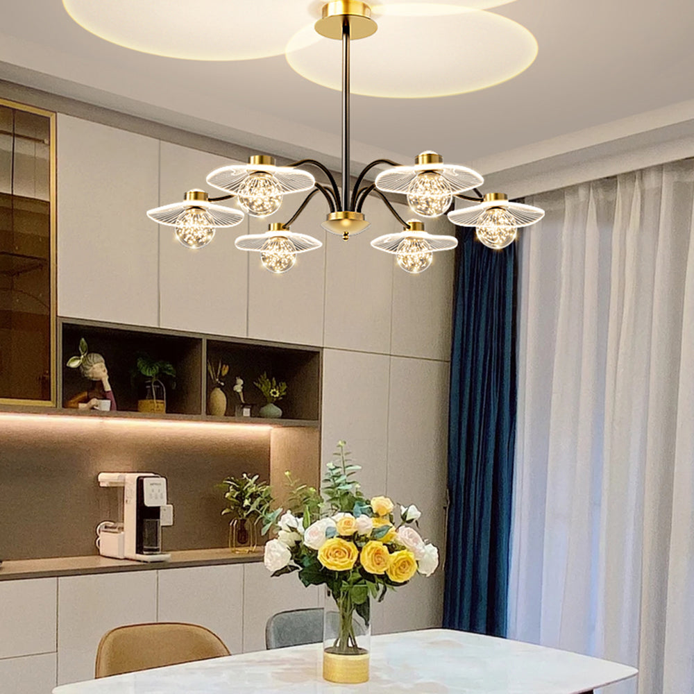 Carins Modern Blown Metal Pendant Light, Gold, Metal/Acrylic/Glass - Lumpaz