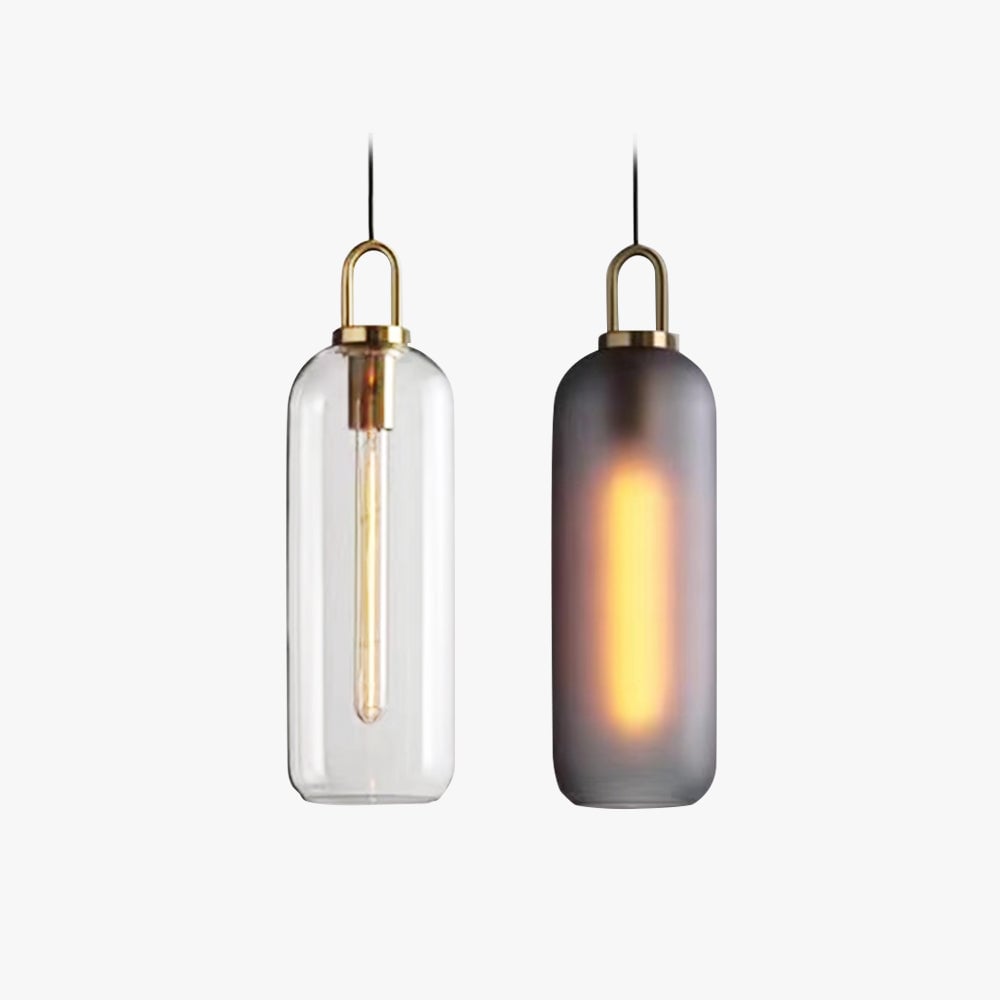 Hailie Clear& Glass Cylinder Pendant Light, 2 Color - Lumpaz