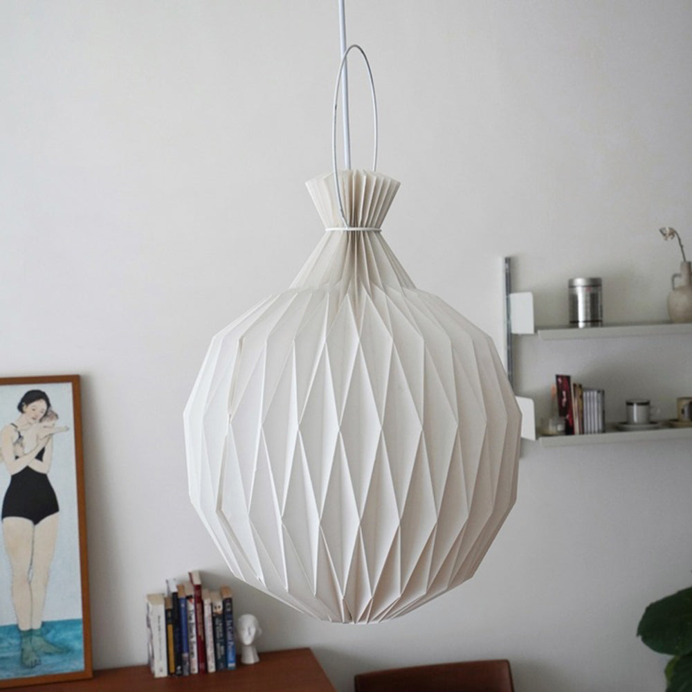 Renée Minimalist Paper Globe Pendant Light, White, 2 Size - Lumpaz