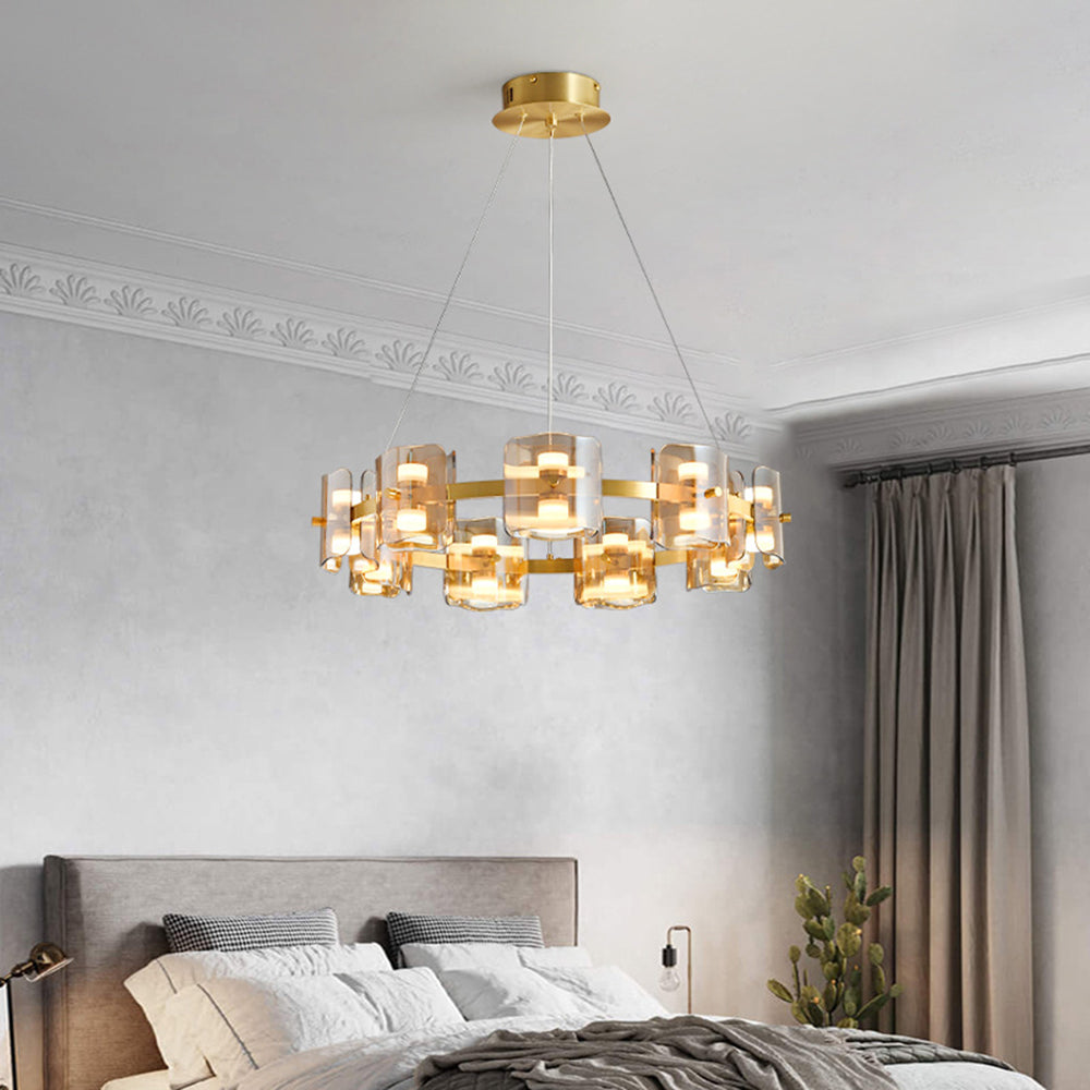 Evette Minimalist Round Metal Pendant Light,Black/Gold - Lumpaz