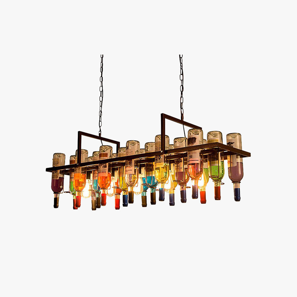 Hailie Art-Deco Wine Bottle Glass Pendant Light, Rust - Lumpaz