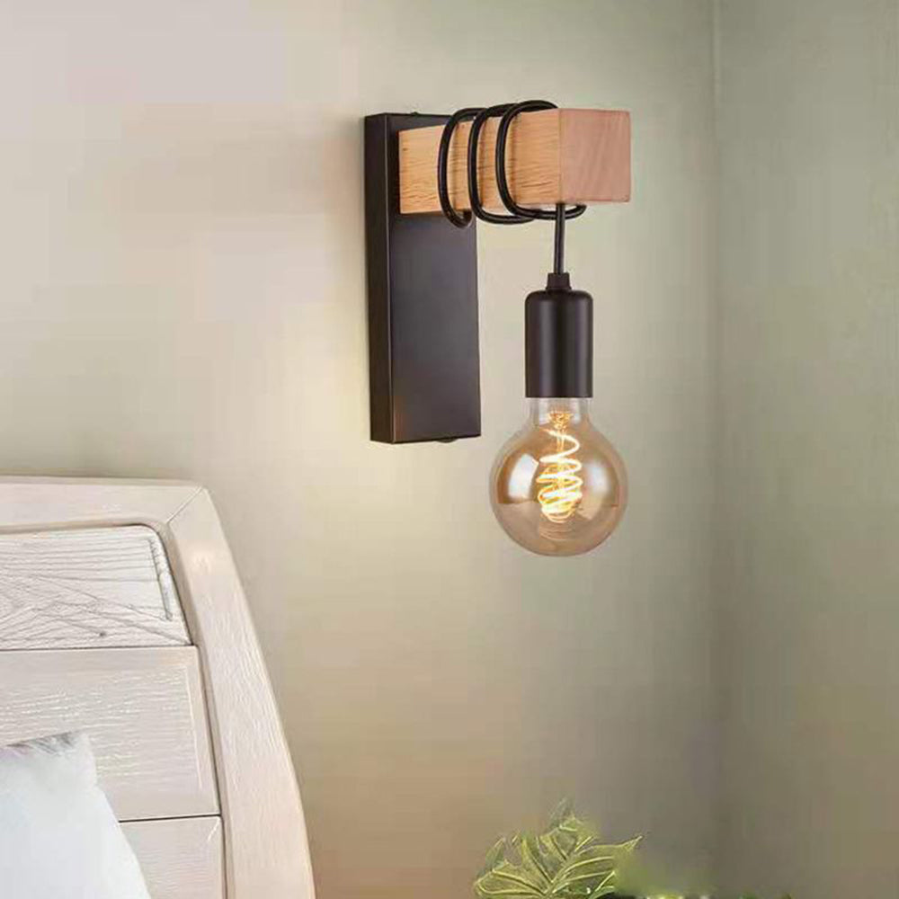 Alessio Wall Lamp Bulb Industrial, Metal, Black/White, Living Room - Lumpaz