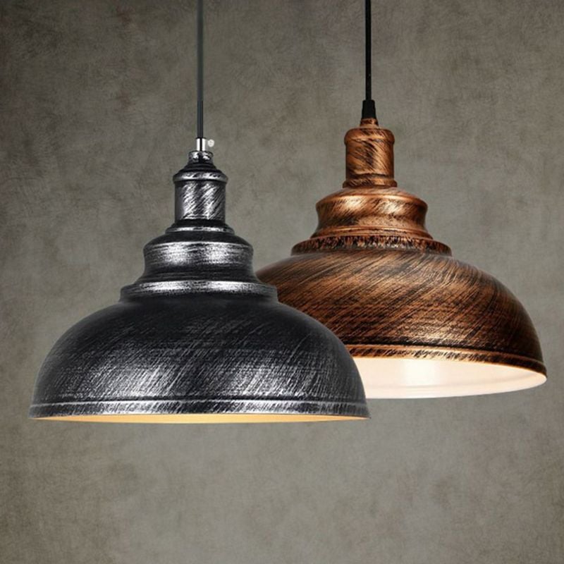Cooley Pendant Light Dome Industrial, Metal, Black/White/Copper/Gray, Cafe - Lumpaz