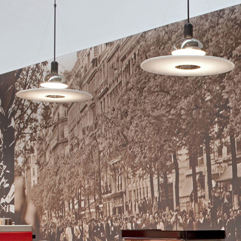 Levi Modern Minimalist Nordic Bell Metal/Acrylic Pendant Light, Chrome/Black - Lumpaz