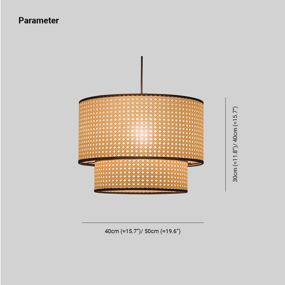 Ritta Japanese Rattan Pendant Light, Double-Layer - Lumpaz