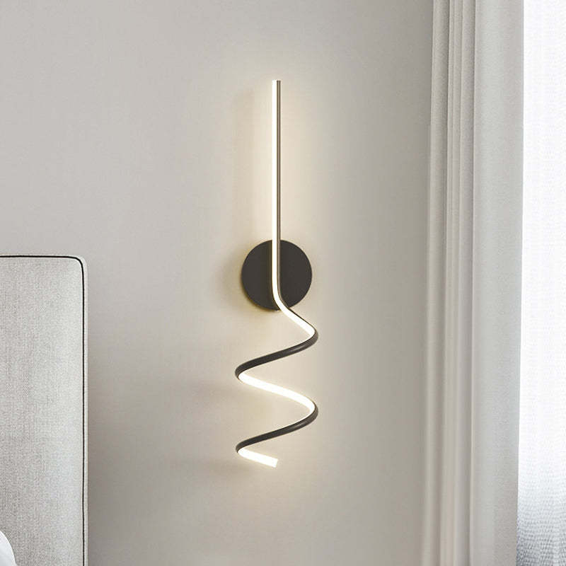Modern LED Art Interior Wall Light Spiral, Black & White - Lumpaz