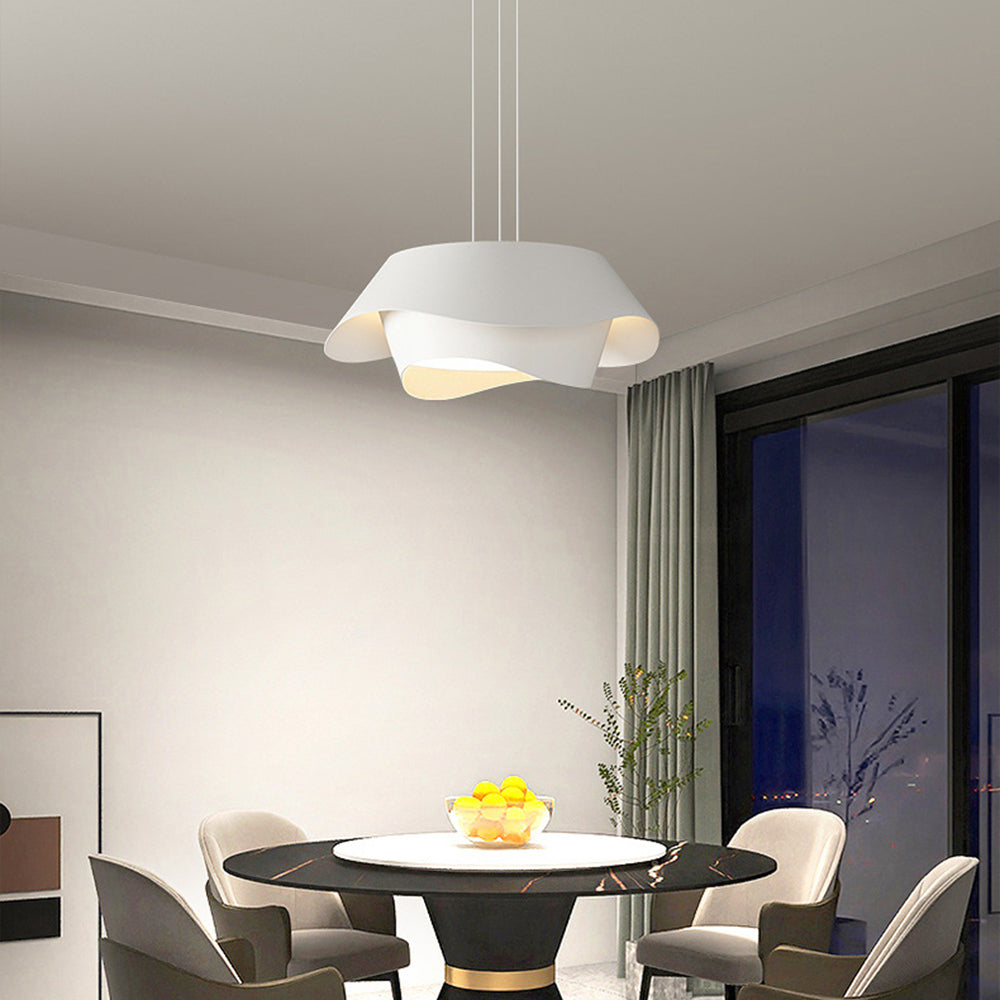 Bella Art Deco Flower Shape Metal Pendant Light, White - Lumpaz