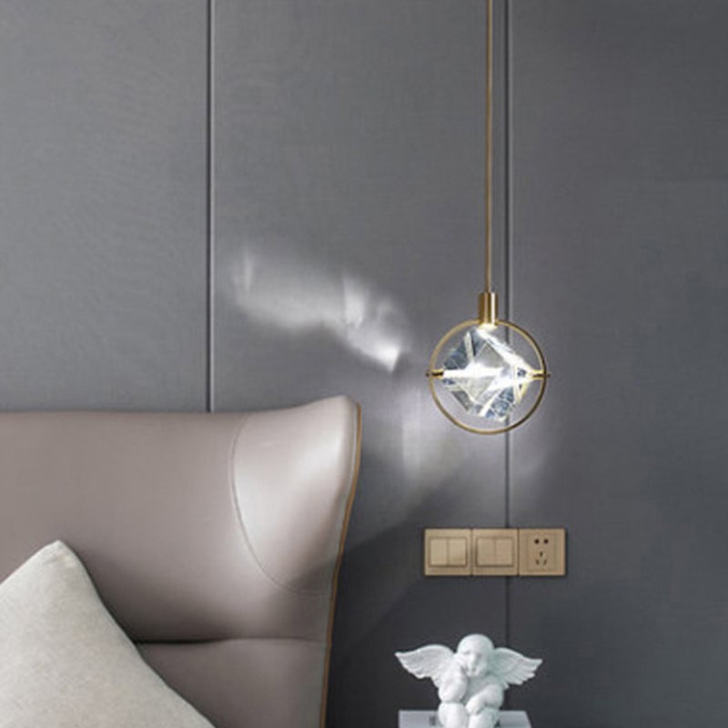 Kristy Modern Luxury Geometry Metal/Crystal Pendant Light, Gold - Lumpaz