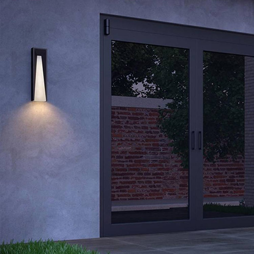 Orr Modern Rectangular Metal Outdoor Wall Lamp, Black/White - Lumpaz