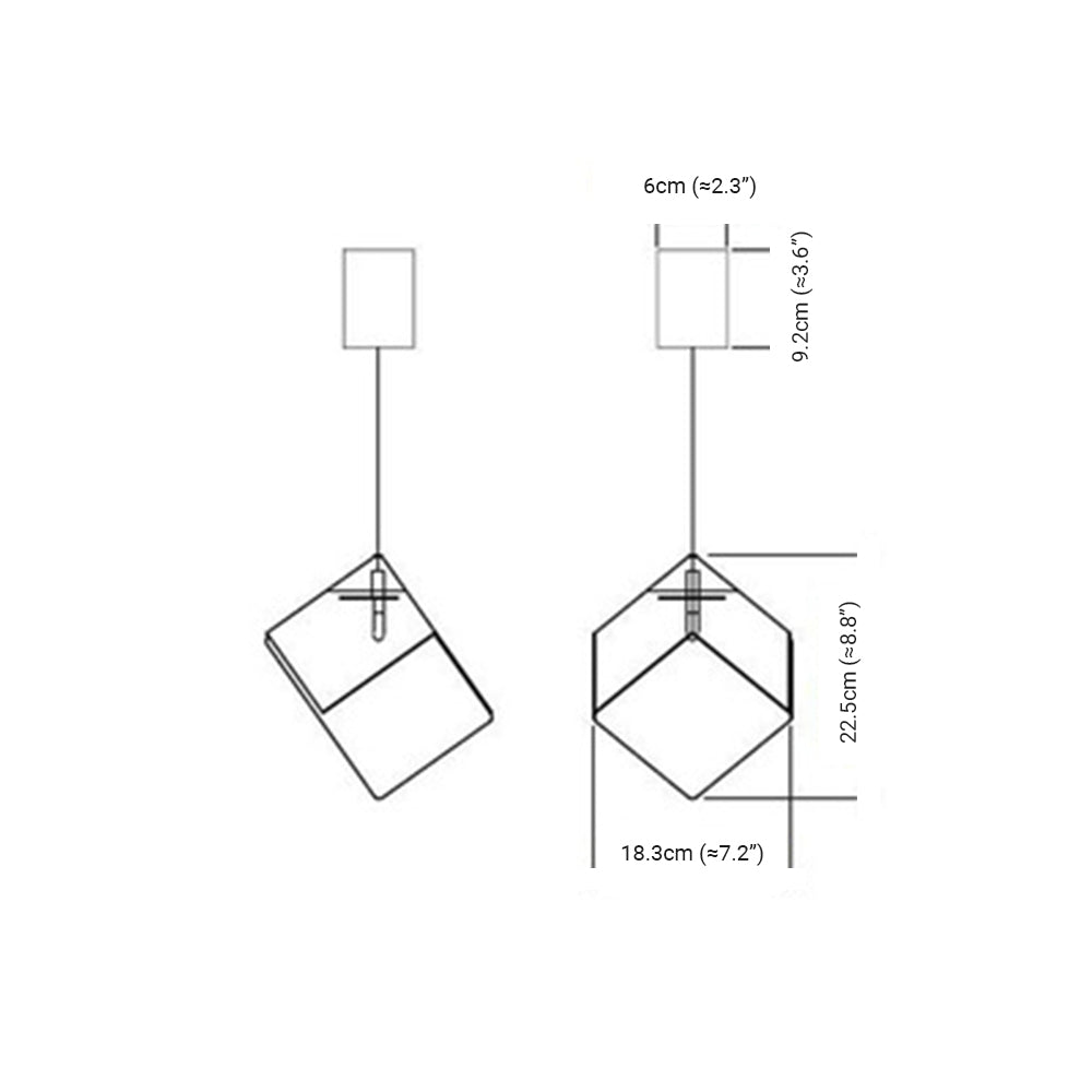 Kristy Modern Square Metal Pendant Light, Gold, Living Room - Lumpaz