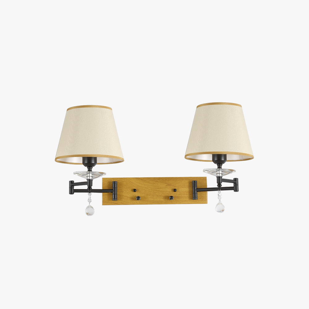 Carins Wall Lamp Dual Lamp Head Adjustable Fabric, 3-Color, Bedroom - Lumpaz