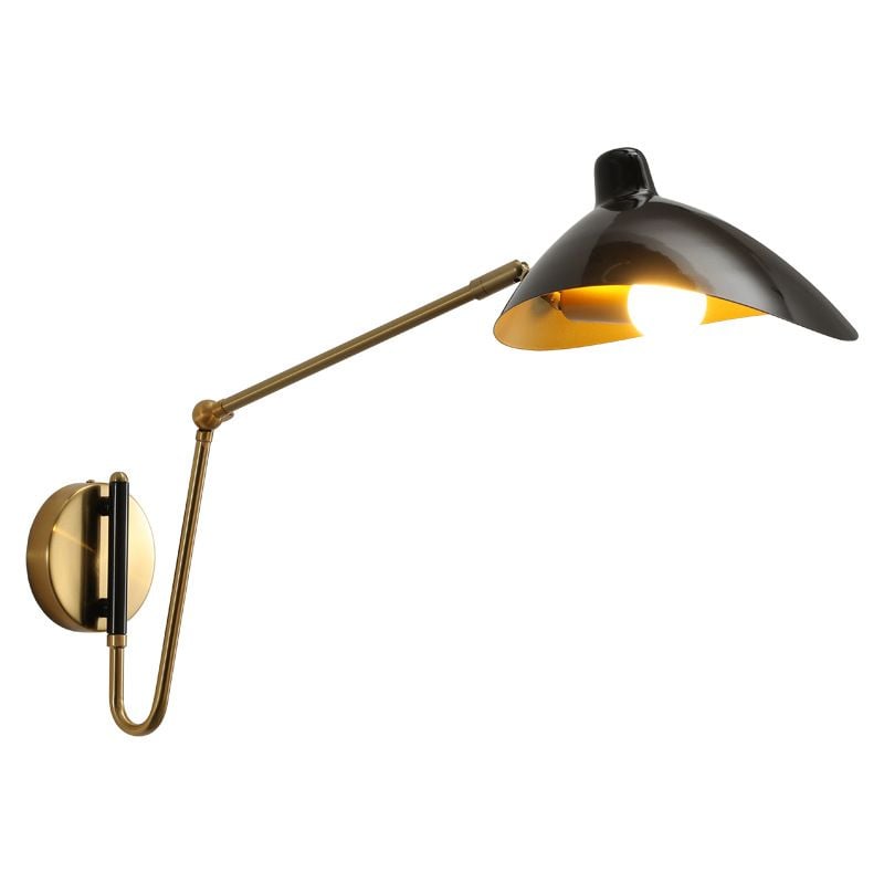 Brady Industrial Swing Arm Vanity Wall Lamp, Black/Gold - Lumpaz