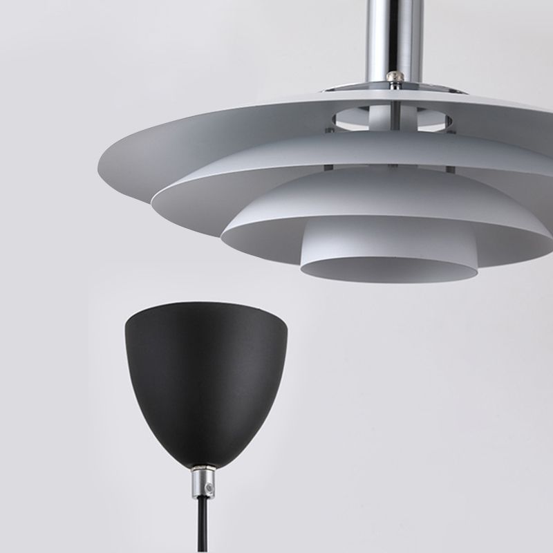 Morandi Modern Frisbee Shaped Metal Pendant Light, Black/White - Lumpaz