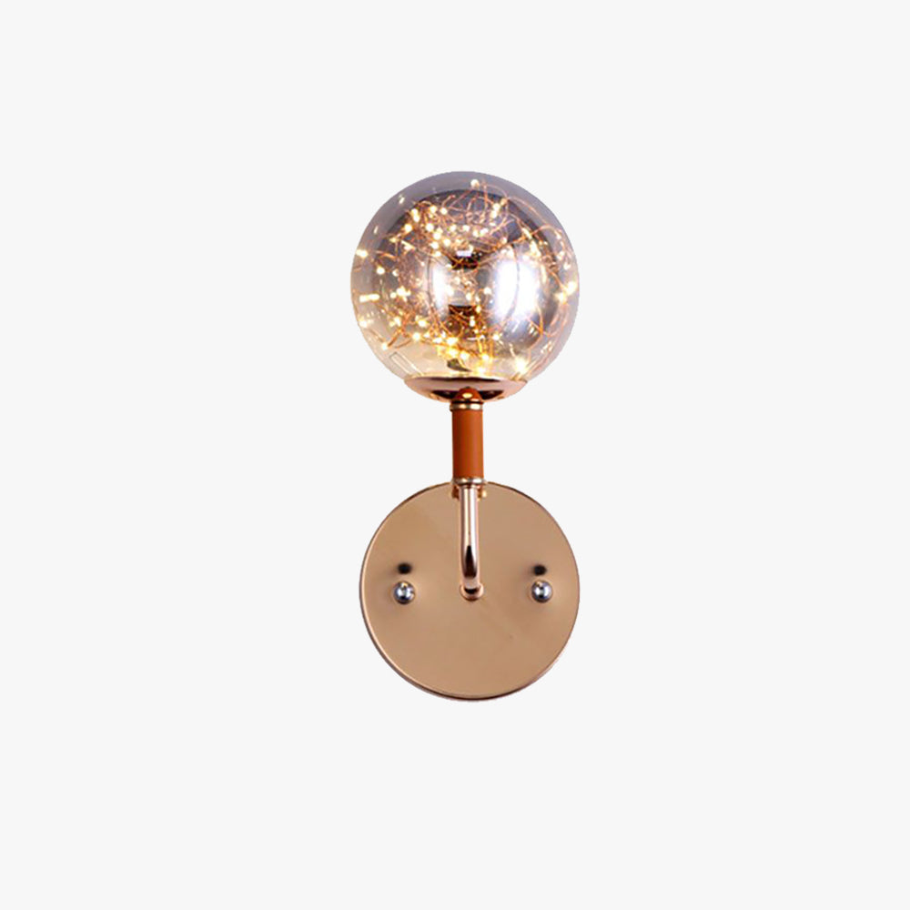 Valentina Wall Lamp Starry Globe Art Deco, Black/Gold, Bedroom - Lumpaz