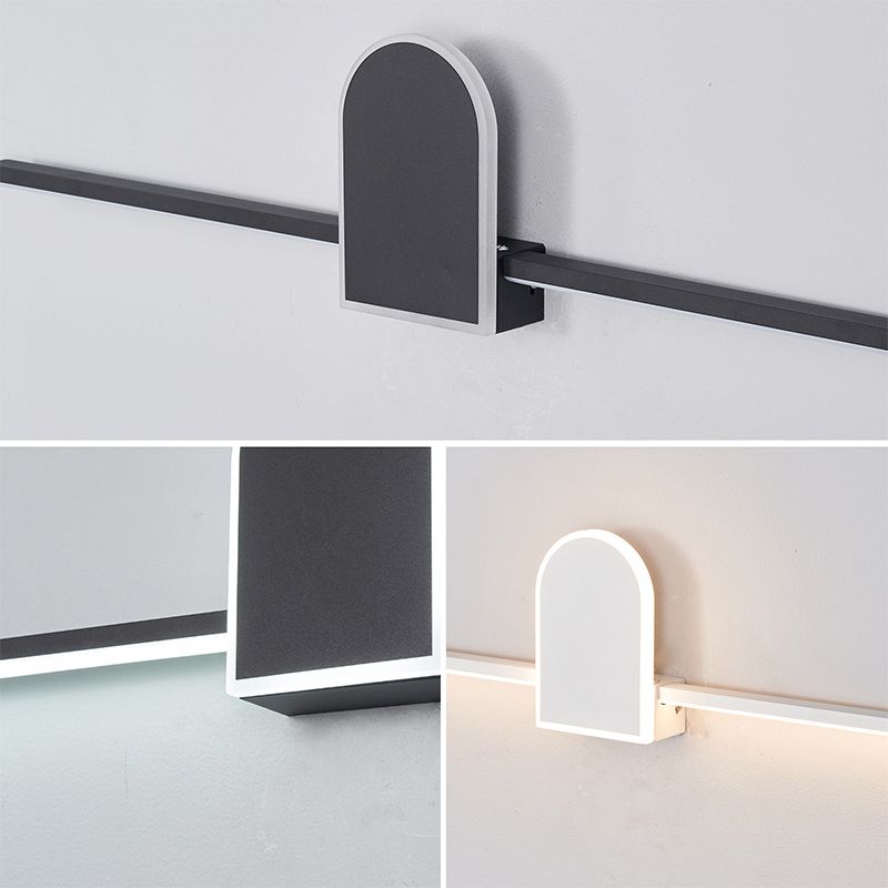 Edge Modern Linear Geometric Vanity Wall Light, Black/White - Lumpaz