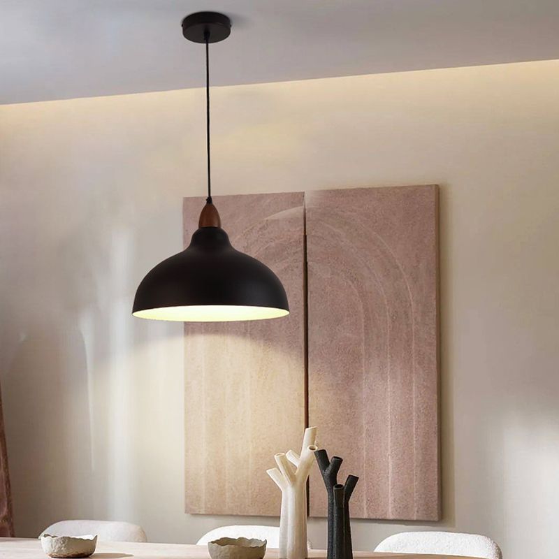 Morandi Modern Bowl-shaped Metal Pendant Light, Black/White - Lumpaz