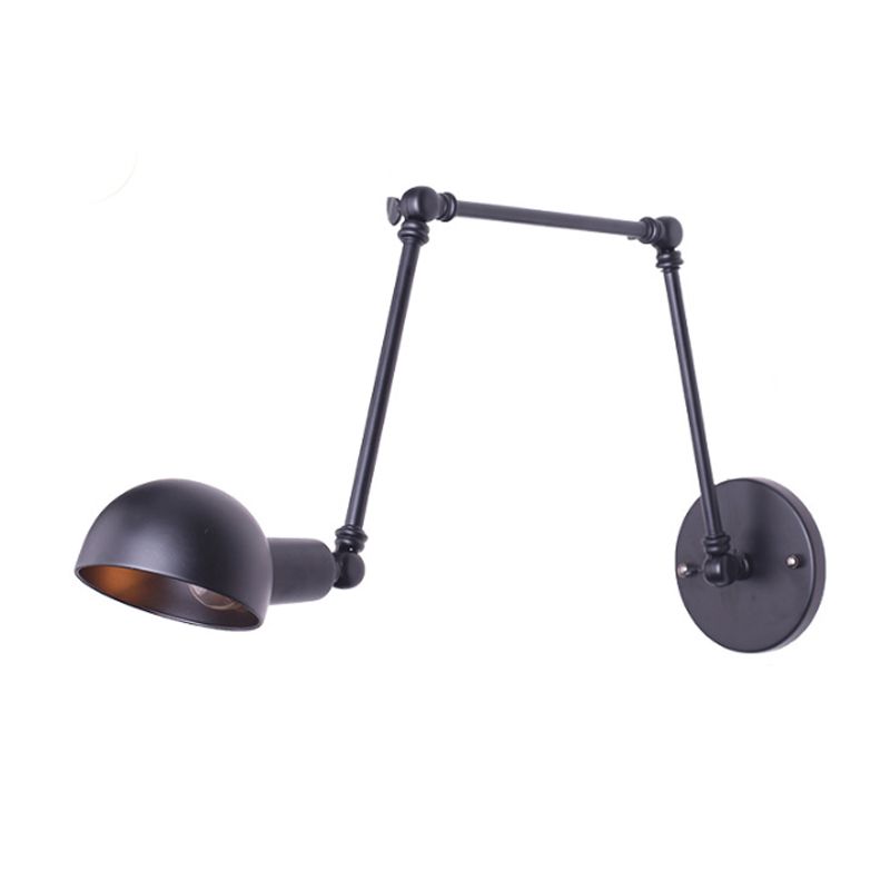Brady Vintage Adjustable Metal Wall Lamp, Black, Bedroom - Lumpaz