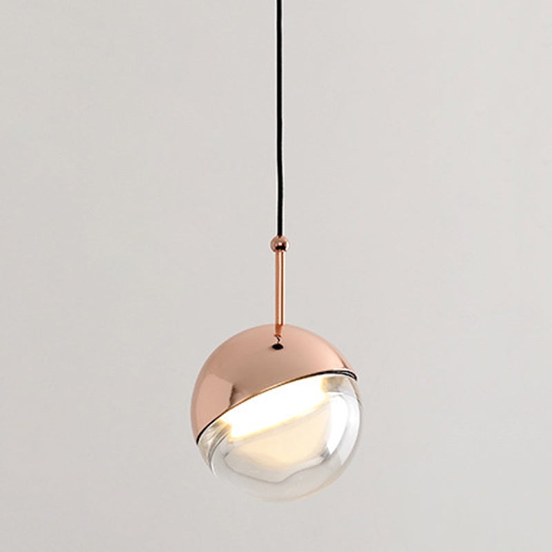 Valentina Modern Ball Metal/Glass Pendant Light, Gold/Rose Gold - Lumpaz