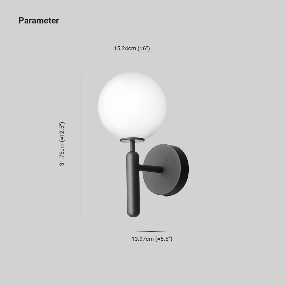 Valentina Wall Lamp Modern Globe, Metal/Glass, Black/Gold, Hallway - Lumpaz