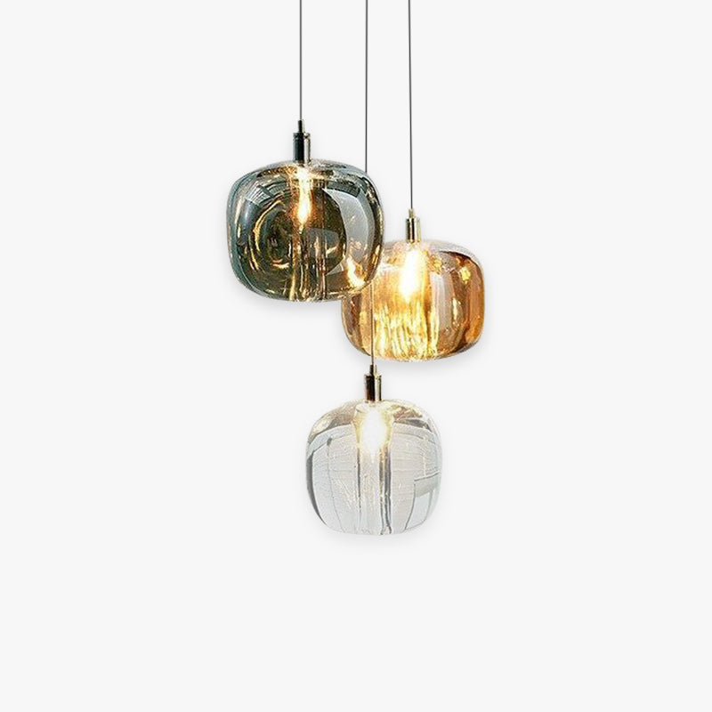 Hailie Modern Bubble Glass LED Pendant Light, Amber/Clear/Gray - Lumpaz