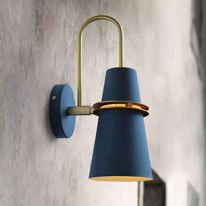Morandi Modern Cone Metal Wall Lamp, Black/White/Blue - Lumpaz