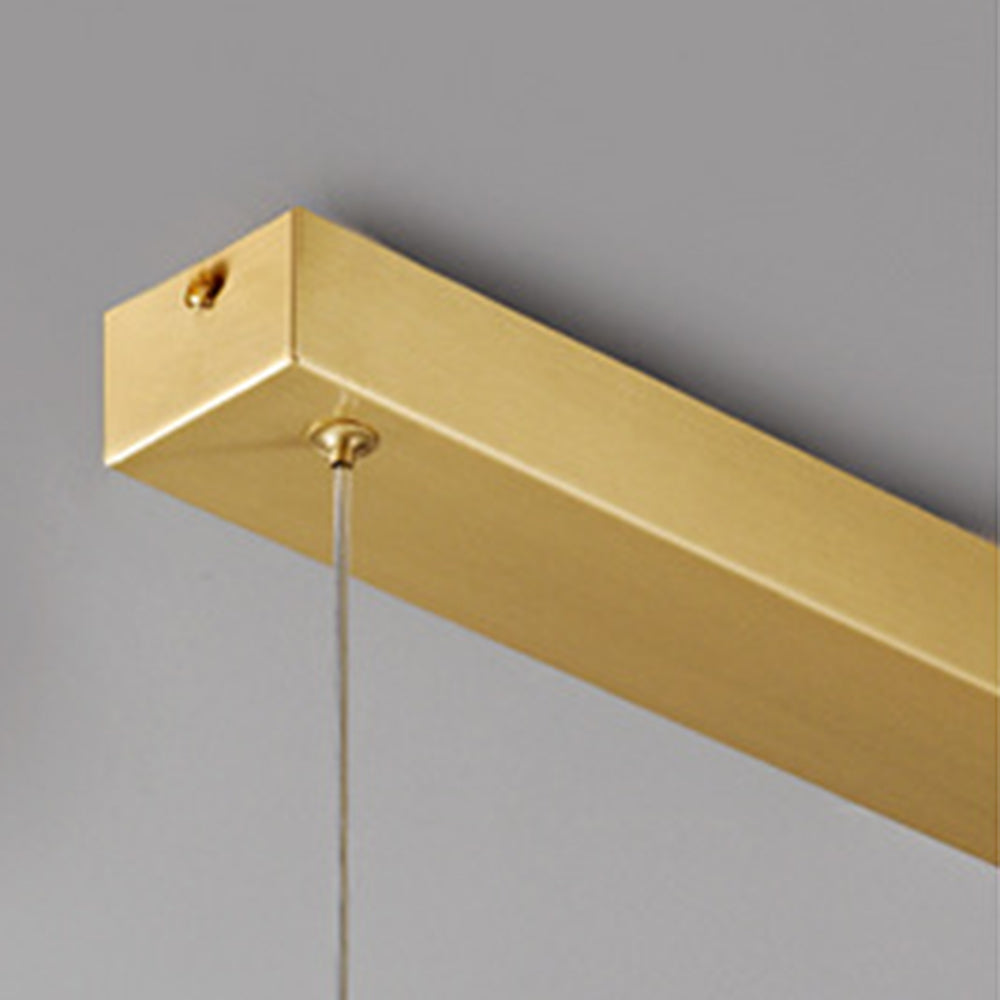 Evette Modern Minimalist Rectangular Metal And Glass Pendant Light,Gold - Lumpaz
