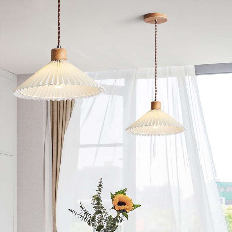 Ozawa Pendant Light Umbrella Shape Art, Wood, White, Bedroom - Lumpaz