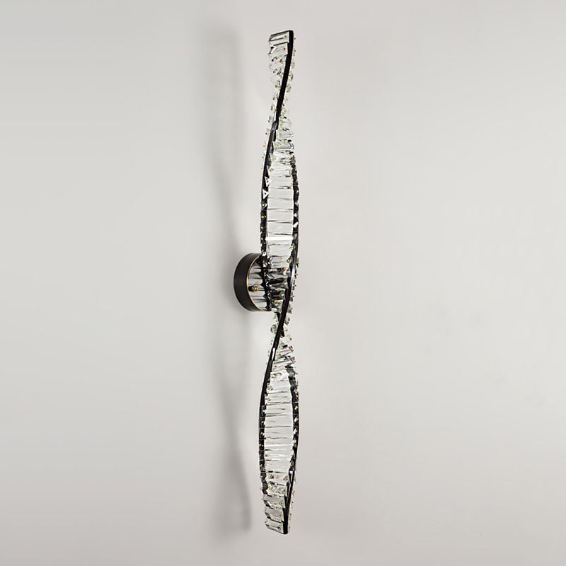 Kristy Vanity DNA Metal/Crystal Wall Lamp, Black/Gold - Lumpaz